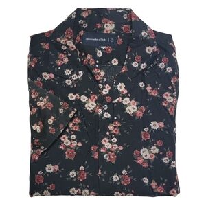 Abercrombie & Fitch Resort Revere Collar Short Sleeve Floral Button Down